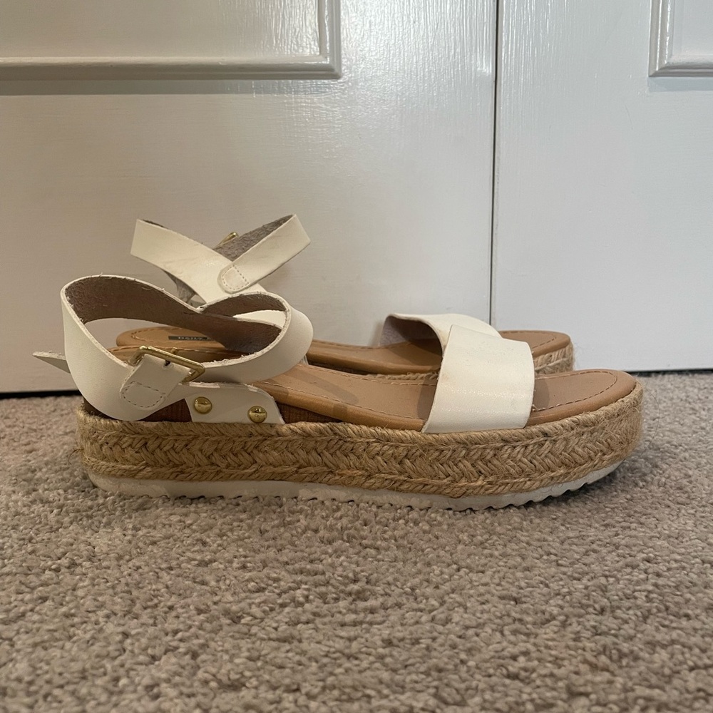 White platform espadrille sandals